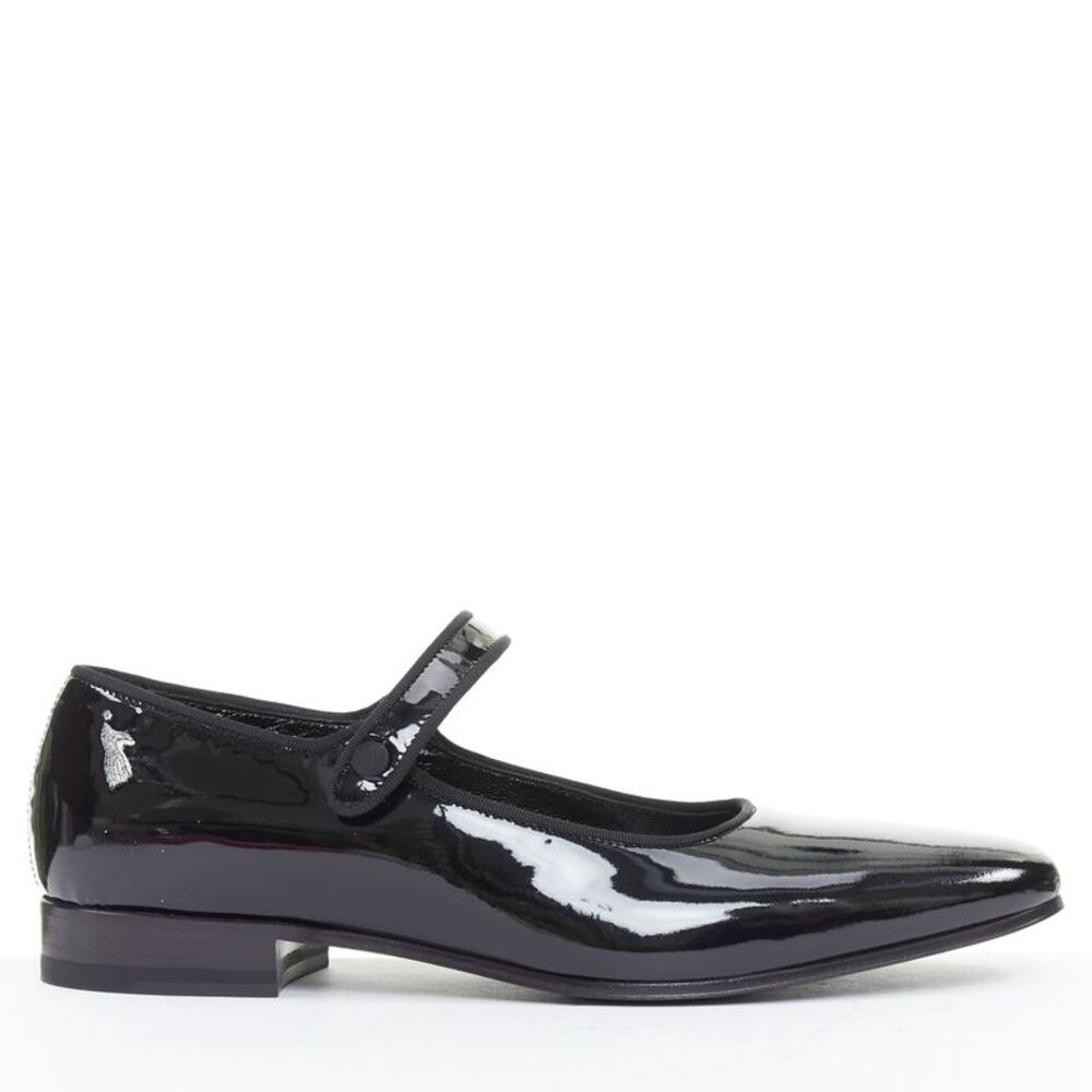Saint Laurent Patent Grosgrain Mary Jane Flats